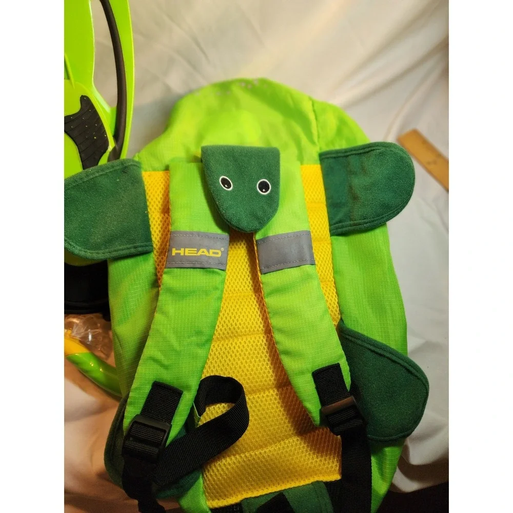 Head Kids Snorkel Set Fins Goggles Mask Turtle Backpack Lime Green Speedo Junior